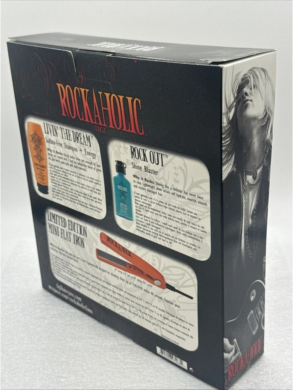Rockaholic Tigi 3pc Set: Shine Blaster, Shampoo,  Limited Ed Mini Straightener